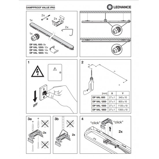 Corp de iluminat etans cu LED 20W LEDVANCE Damp Proof Value 120cm lumina neutra IP65
