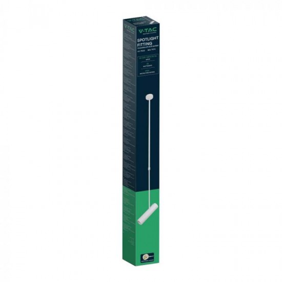 Spot suspendat orientabil dulie GU10 tija reglabila 830-1170mm corp aluminiu alb IP20