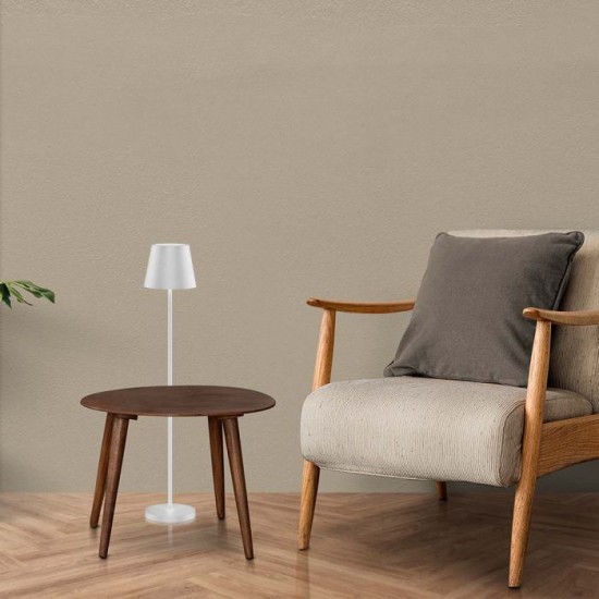 Lampadar LED de podea 4W 1300mm dimabil cu touch si baterie reincarcabila cablu port USB corp alb IP54