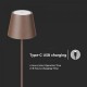 Lampadar LED de podea 4W 1300mm dimabil cu touch si baterie reincarcabila cablu port USB culoare corten IP54