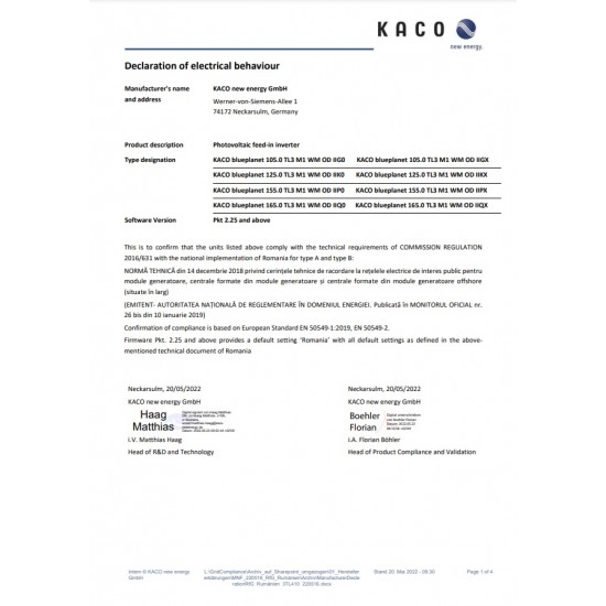 Invertor Kaco blueplanet ongrid 105 kW TL3 trifazat IP66