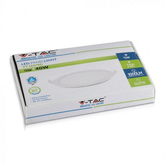 Panou LED 12W Rotund Premium Alb Rece