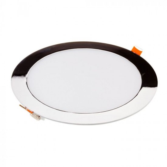 Panou LED 18W Rotund Crom Slim Alb Rece