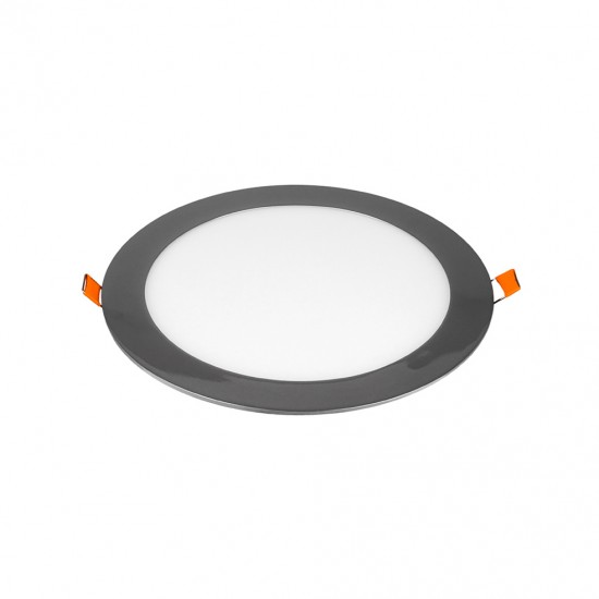 Panou LED 18W Rotund Crom Slim Alb Rece