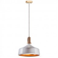 Pendul Metal Alb cu Partea Superioara de Lemn Ф350mm