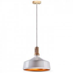 Pendul Metal Alb cu Partea Superioara de Lemn Ф350mm