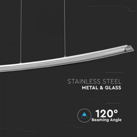 Pendul Crom si Sticla 18W Alb Neutru