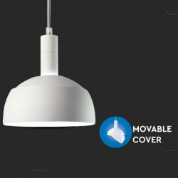 Pendul Plastic E14 cu Margine Mobila de Aluminiu Alb