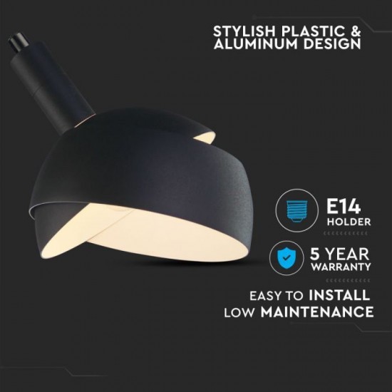 Pendul Plastic E14 cu Margine Mobila de Aluminiu Negru