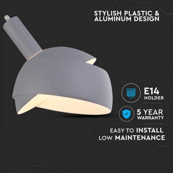 Pendul Plastic E14 cu Margine Mobila de Aluminiu Gri
