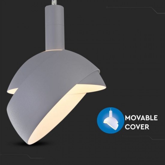 Pendul Plastic E14 cu Margine Mobila de Aluminiu Gri