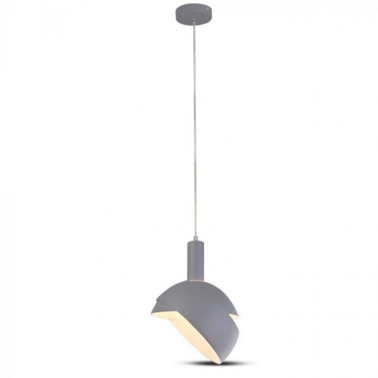 Pendul Plastic E14 cu Margine Mobila de Aluminiu Gri