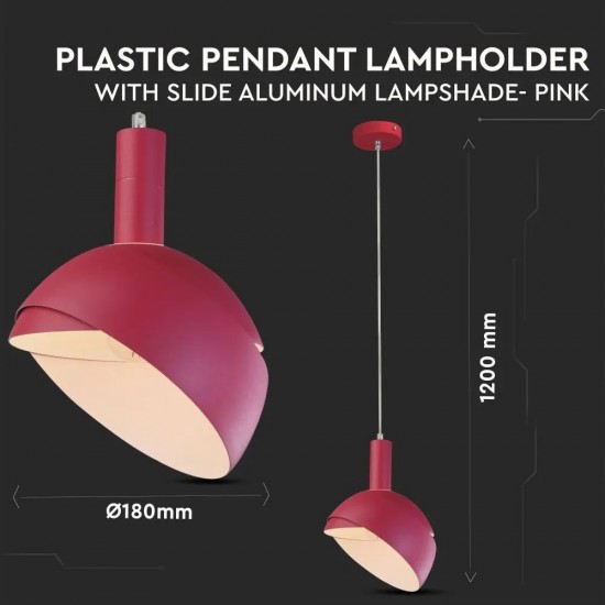 Pendul Plastic E14 cu Margine Mobila de Aluminiu Roz
