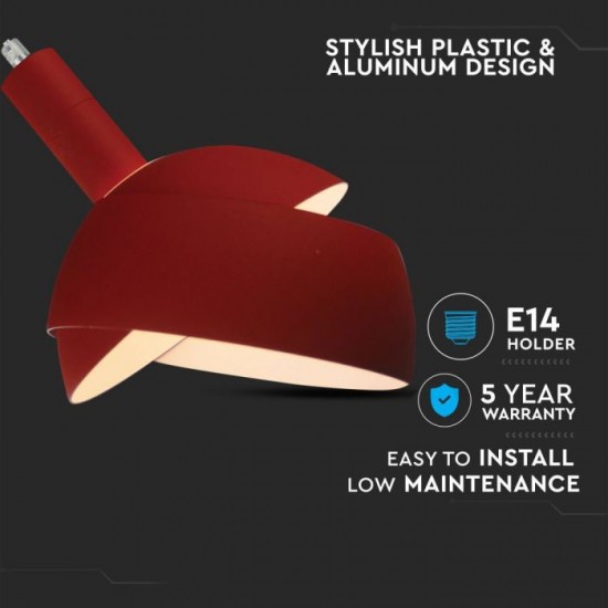 Pendul Plastic E14 cu Margine Mobila de Aluminiu Rosu