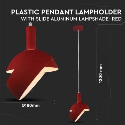 Pendul Plastic E14 cu Margine Mobila de Aluminiu Rosu