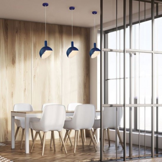 Pendul Plastic E14 cu Margine Mobila de Aluminiu Albastru