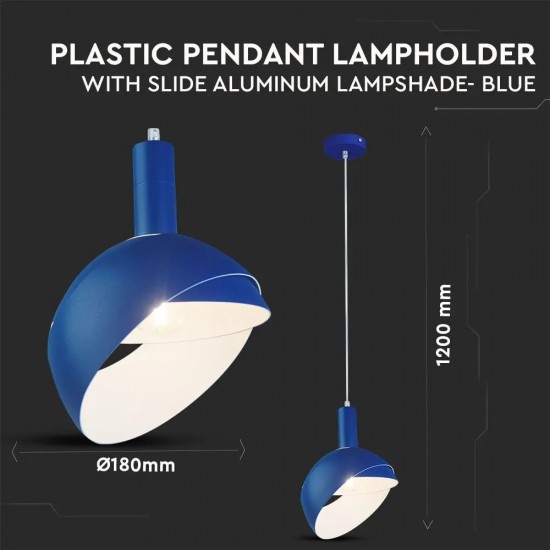 Pendul Plastic E14 cu Margine Mobila de Aluminiu Albastru
