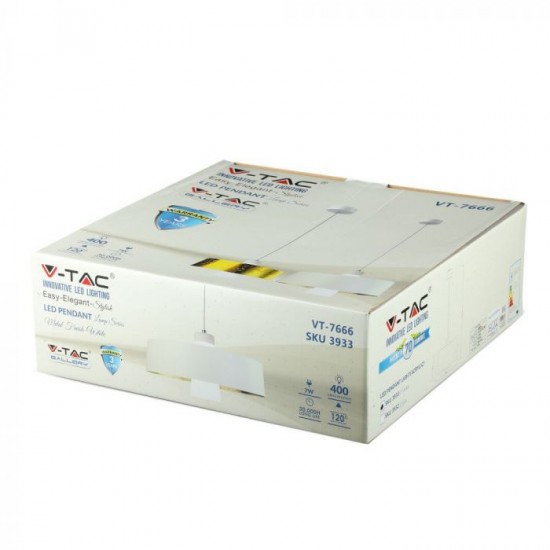 Pendul LED 7W Abajur Alb Acrilic Alb Cald