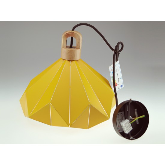 Pendul Pastel cu Lemn Prismatic Galben