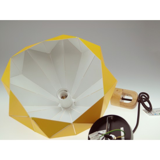 Pendul Pastel cu Lemn Prismatic Galben