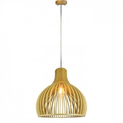 Pendul Lemn cu capac decorativ crom si abajur rotund 350mm