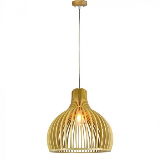 Pendul Lemn cu capac decorativ crom si abajur rotund 350mm