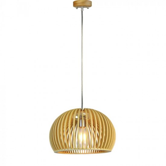 Pendul Lemn cu capac decorativ crom si abajur sferic 330mm