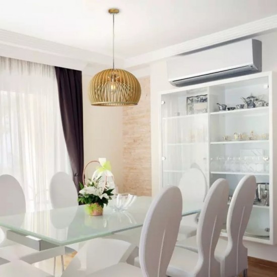 Pendul Lemn cu capac decorativ crom si abajur sferic 330mm
