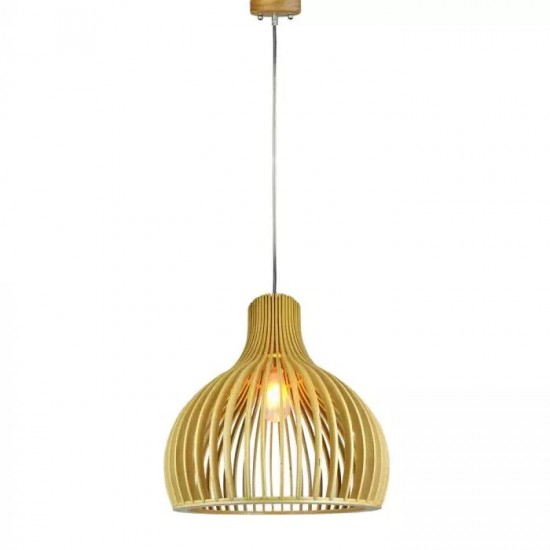 Pendul Lemn cu capac decorativ crom si abajur rotund 450mm
