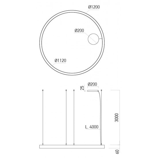 Pendul LED rotund 75W XAMBIT alb 1200mm