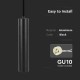 Pendul aluminiu negru D:60x300mm soclu GU10 IP20
