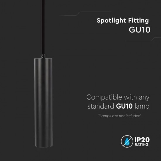 Pendul aluminiu negru D:60x300mm soclu GU10 IP20