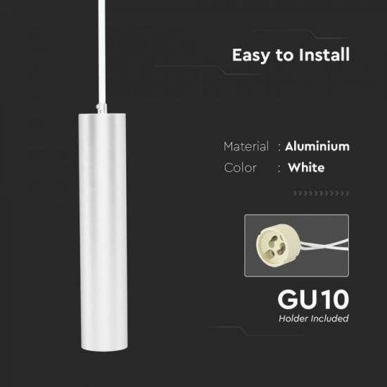 Pendul aluminiu alb D:60x300mm soclu GU10 IP20