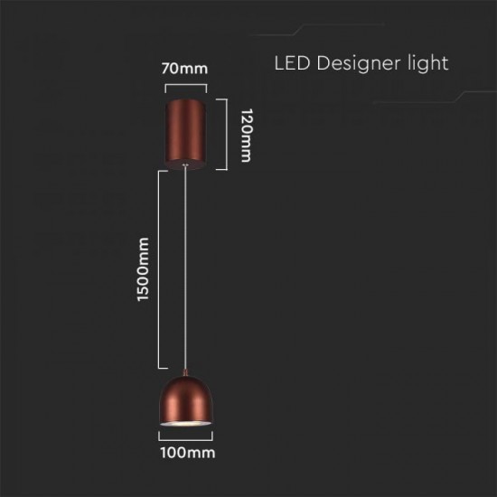 Pendul LED 8.5W 100mm corp maro lumina calda IP20