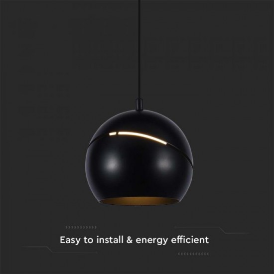 Pendul LED 8.5W 120mm corp negru lumina calda IP20