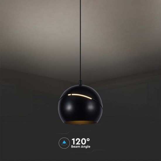 Pendul LED 8.5W 120mm corp negru lumina calda IP20