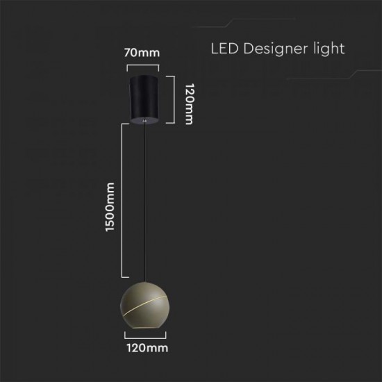Pendul LED 8.5W 120mm culoare champagne lumina calda IP20