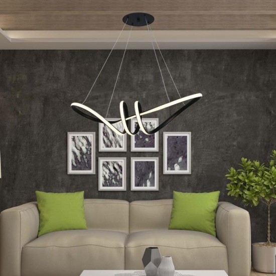 Suspensie led de interior 24W designer 720mm lumina calda si finisaj negru IP20