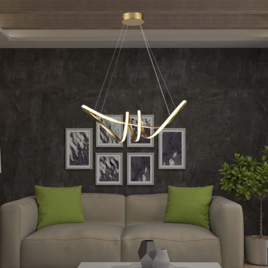 Suspensie led de interior 24W designer 720mm lumina calda si finisaj auriu IP20