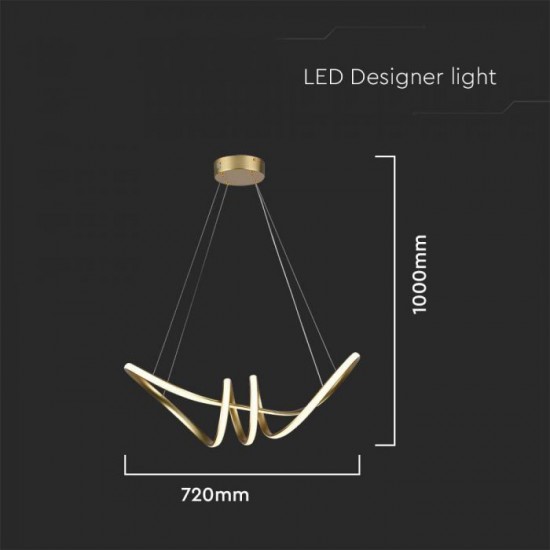 Suspensie led de interior 24W designer 720mm lumina calda si finisaj auriu IP20