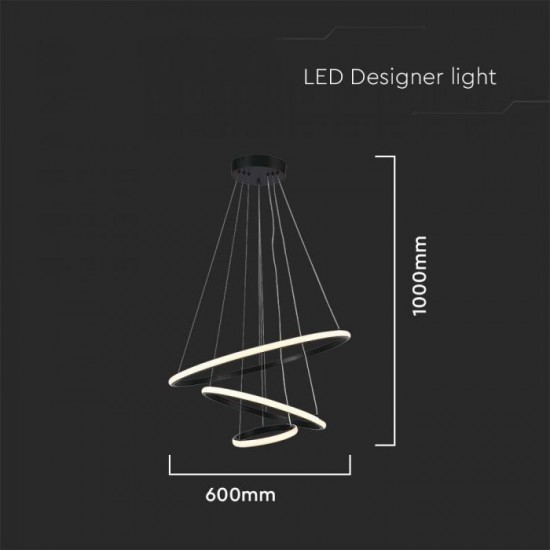 Suspensie led de interior 32W designer 600mm lumina calda si finisaj negru IP20