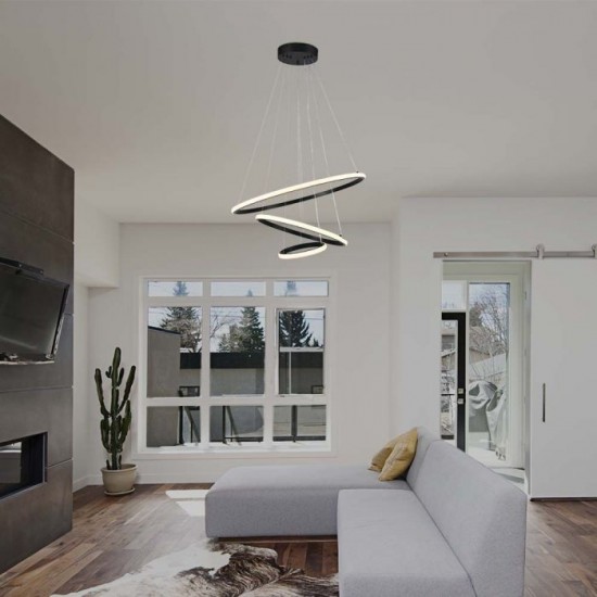 Suspensie led de interior 32W designer 600mm lumina calda si finisaj negru IP20