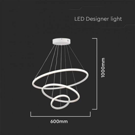 Suspensie led de interior 32W designer 600mm lumina calda si finisaj alb IP20