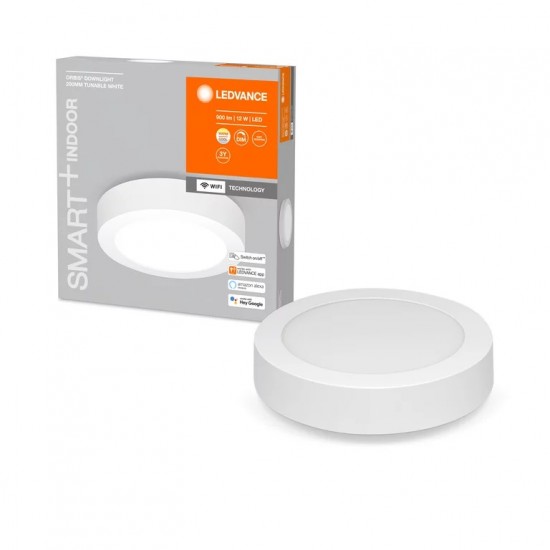Plafoniera LED inteligenta 12W Ledvance Smart+ WiFi Orbis Downlight Surface 200mm alba dimabila TW compatibil Amazon Alexa si Google Assistant IP20