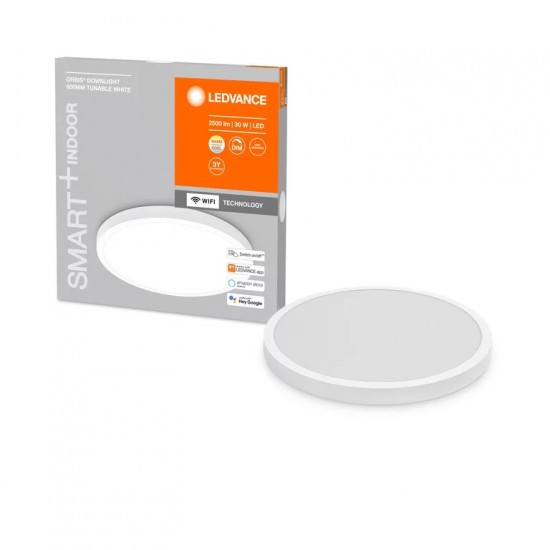 Plafoniera LED inteligenta 30W Ledvance Smart+ WiFi Orbis Downlight Surface 600mm alba dimabila TW compatibil Amazon Alexa si Google Assistant IP20