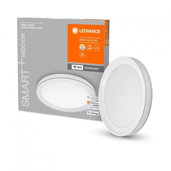 Plafoniera LED inteligenta 34W Ledvance Smart+ WiFi ORBIS FRAME alba dimabila TW compatibil Amazon Alexa si Google Assistant IP20