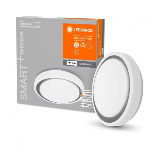 Plafoniera LED inteligenta 26W Ledvance Smart+ WiFi ORBIS MOON 380mm dimabila TW compatibil Amazon Alexa si Google Assistant IP20
