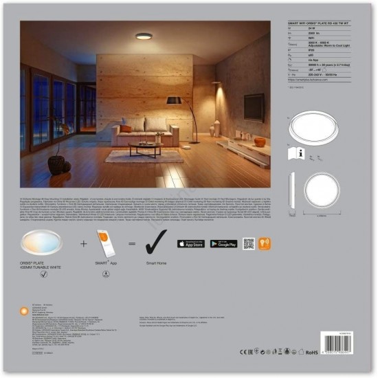 Plafoniera LED inteligenta 26W Ledvance Smart+ WiFi ORBIS PLATE 430mm dimabila TW compatibil Amazon Alexa si Google Assistant IP20