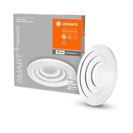 Plafoniera LED inteligenta 40W Ledvance Smart+ WiFi ORBIS SPIRAL  alba dimabila TW compatibil Amazon Alexa si Google Assistant IP20