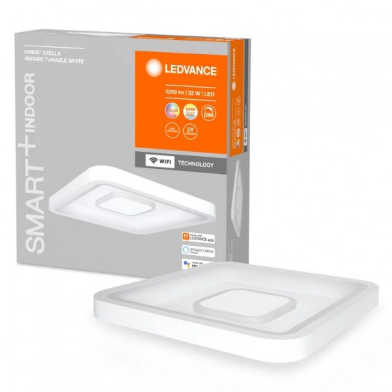 Plafoniera LED inteligenta 32W Ledvance Smart+ WiFi Orbis Stella 485mm alba dimabila RGB + TW compatibil Amazon Alexa si Google Assistant